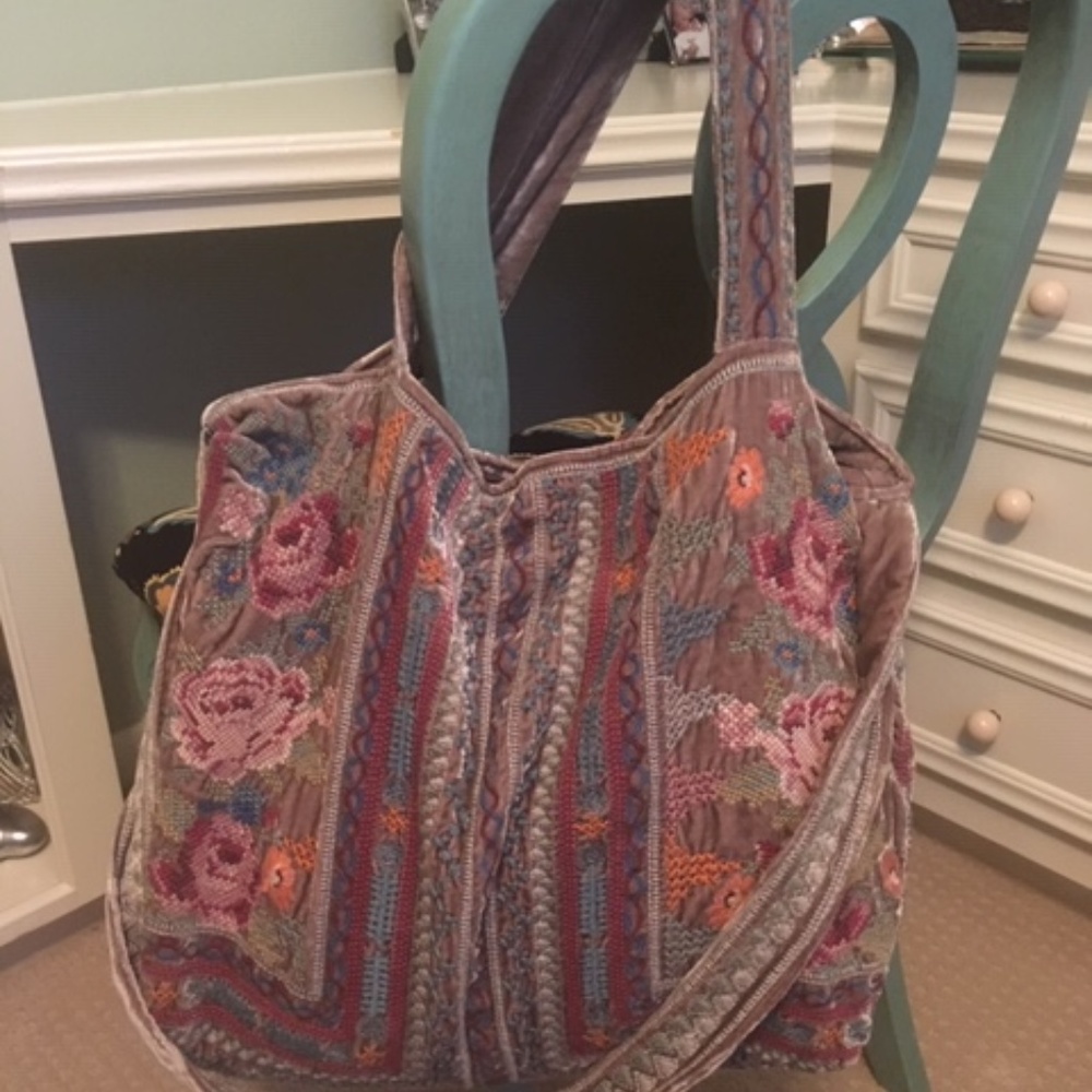 Johnny Was Gorgeous Velvet Tote Handbag